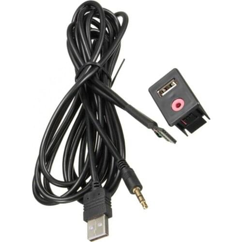 USB AUX Cable Adapter Car Flush Mount Lead Panel Extension Cord