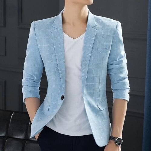 Summer Casual Suit Mens Spring and Summer Plaid Konishi Slim Korean Version of The Trend of Single-West Thin Jacket Handsome