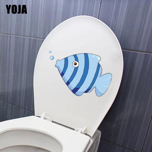 YOJA 24.2*16.1CM Bubble-spitting Fish BedRoom Home Decor Cartoon Wall Sticker Toilet Decal T3-0766