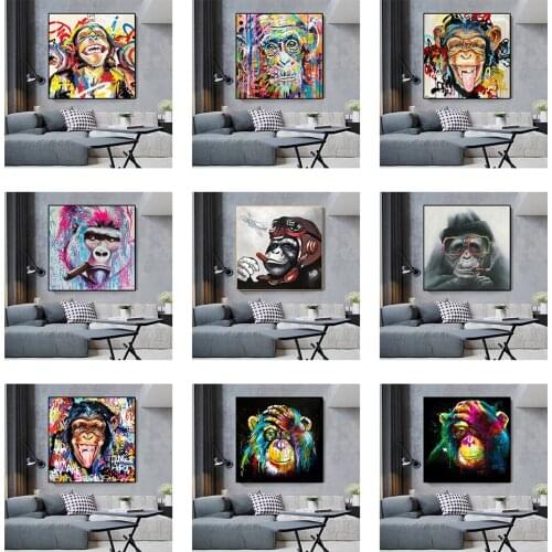 Funny Orangutan Graffiti Style Poster Canvas Painting Print Cuadros Art Wall Decoration Mural for Modern Home Room Decor No Fram
