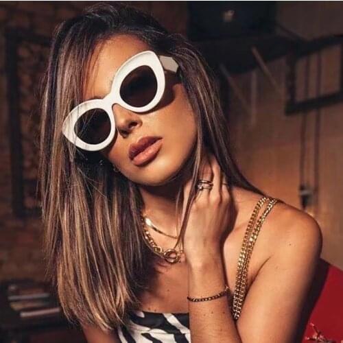 Cat eye acetate chunky frame women sunglasses fashion style grey lens lady eye wear