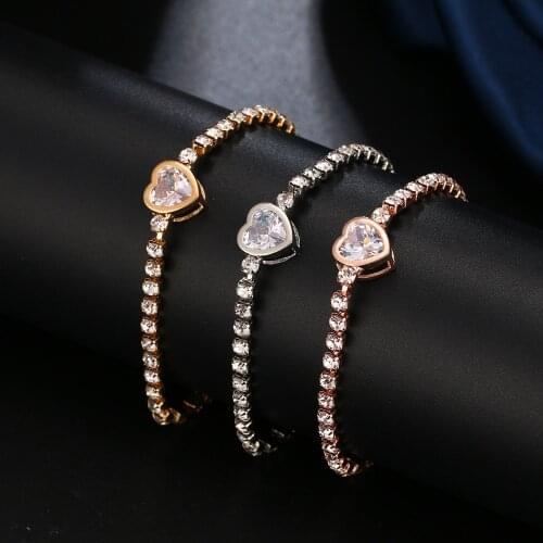 Woman Rhinestone Zircon Heart Chain Bracelet Elegant Women Adjustable Jewelry Fashion Gifts