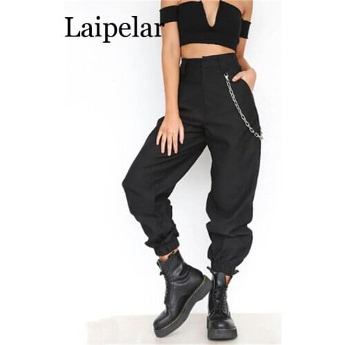 Laipelar Fashion Women high waist Loose Cargo Pants Cotton Punk Ladies harajuku Long pantalon femme Hip hop Trouser Streetwear
