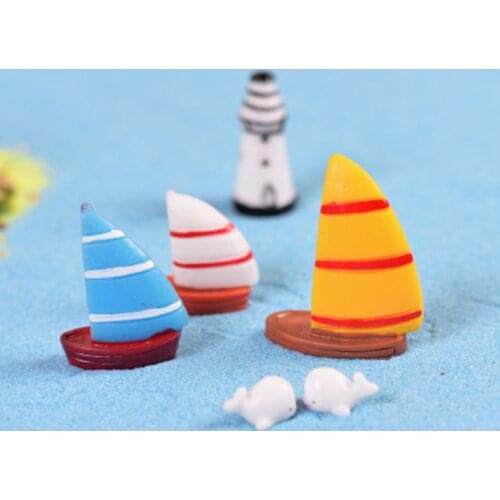 ZOCDOU 3 Pieces Hawaii Sea Surfing Sailboat Boat Ship Model Small Statue Figurine Crafts Figure Ornament Miniatures DIY Decor