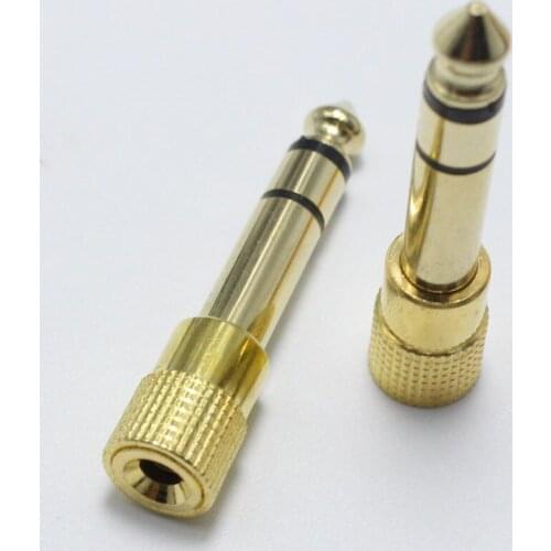 1Pcs Portable Durable Golden 6.35 Male To 3.5 Female Stereo Adapter Plug Headphone Adapter Plug Terminals Audio Plug