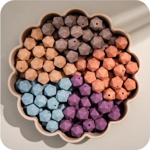 Baby Teether 10pcs 14mm Multilateral INS Style Silicone Beads Edible Silicone Children Chewing DIY Necklace Child Oral Care