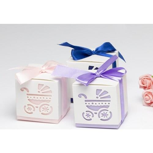 10pcs Baby Carriage Shape Candy Boxes Sweet Gift Bags Candy Box for Wedding Baby Shower Birthday Guests Event Party Supplies
