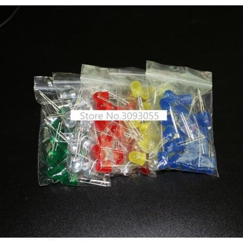 100PCS = 5 Color X 20PCS F10/10MM Red Green yellow blue white LED Light Bead Light-emitting Diode LED Light Package