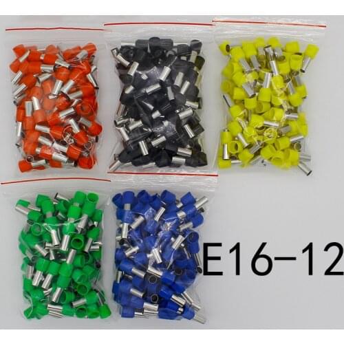 E16-12 Tube insulating Insulated terminals 16MM2 Cable Wire Connector Insulating Crimp Terminal 100PCS/Pack Connector E