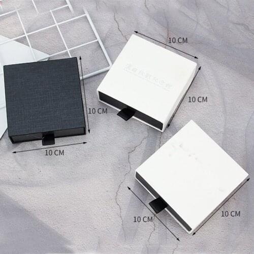 10x10x3.5cm Black Square Jewelry Organizer Box Rings Storage Box Drawer Paper Gift Box For Necklace Pendant Christmas gifts