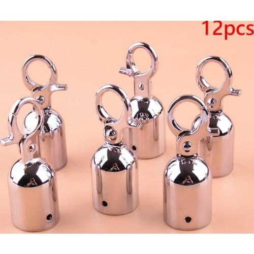 12Pcs Silver 25mm Rope Barrier Stopper Cord End Caps Heavy Duty Hanging Hook with Self Closing Clasp Metal