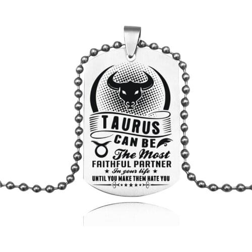 12 Constellation Tag Stainless Steel Necklace Gemini Leo Virgo Cancer Pendant Beads Chain Necklace Jewelry Gifts For BFF