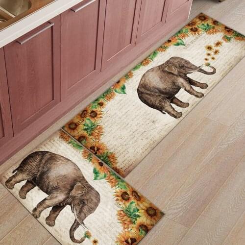 2Pcs/Set Sunflowers Elephant Animals Door Mat Floor Mats Rug Carpet Living Bed Room Kitchen Bathroom Non-slip Doormat