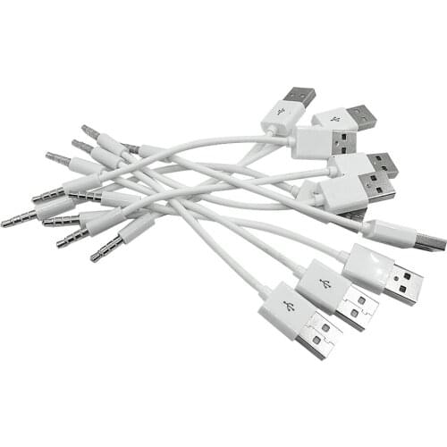 3.5mm Jack/Plug to USB 2.0 charger Data Cable M Audio Headphone Adapter Cord for ipod shuffle 3rd 4th 5th 6th 7th 500pcs