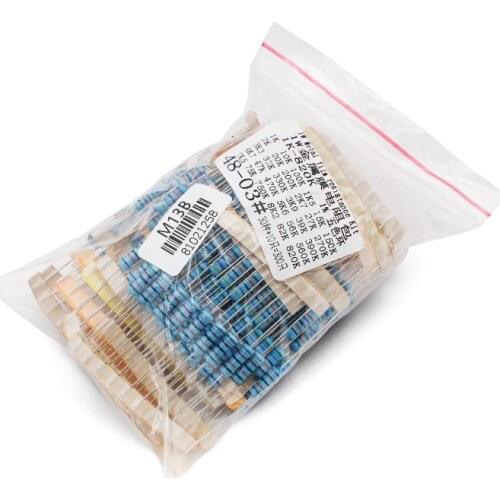 300pcs/lot 1W Resistance 1% Metal film Resistor Set DIY Assorted pack 0.1~750 ohm,1K ~ 820K set of resistors 30 value each 10pcs