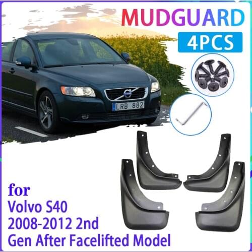 4PCS Car Mud Flaps for Volvo S40 2008~2012 2009 2010 2011 Mudguard Splash Guards Fender Mudflaps Auto Accessories