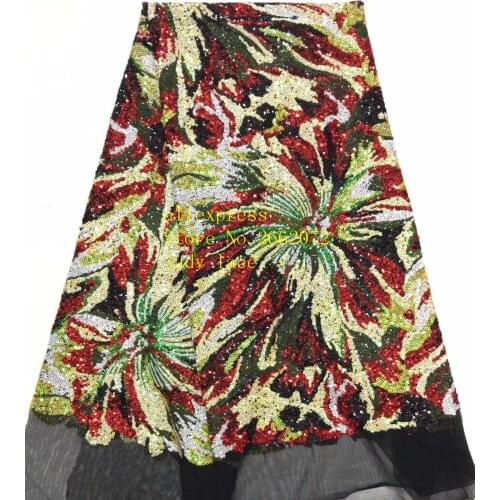 5yards/bag 2 color magic sequin embroidery art flower fabric used for dress dress design BH74