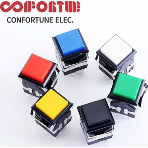 6PCS 17X17MM KD2-23 Self-Locking KD2-24 Non-Locking Push button switch KD2-23 3A 250V 6A 125V 6pins DPDT Muticolor
