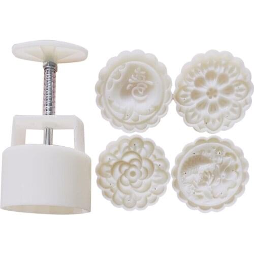 94PF Cookie Stamp Moon Cake Maker Exquisite Blossom Pastry Tool Bath Bomb Press DIY Festival Decoration Hand Cutter Cake Mold