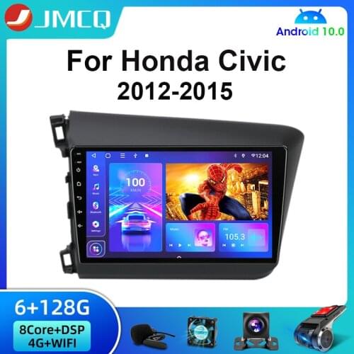 JMCQ Android 10 Car Radio for Honda Civic 2012-2015 2013 2014 4G+WiFi Multimedia Video Player Navigation GPS Autoradio Head unit