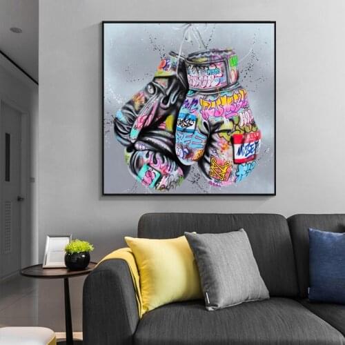 Boxing Gloves Graffiti Art Posters and Prints on The Wall Canvas Painting Street Wall Art Picture for Living Room Home Decor