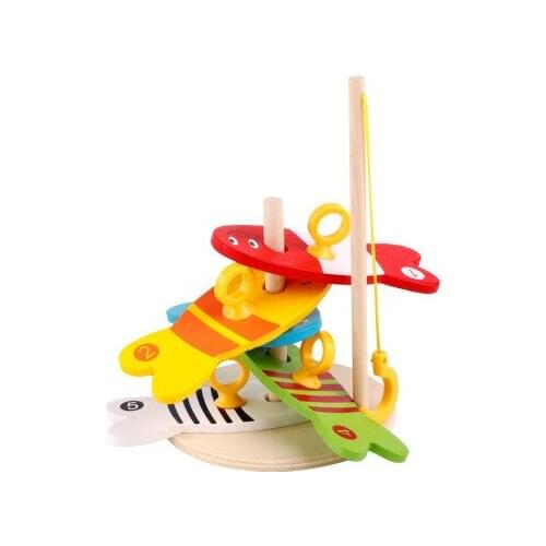 Children Wooden Puzzle Game Toys Kids Amusement Fishing Matching Board Early Educational Hand-eyes Coordination Toys Colorful