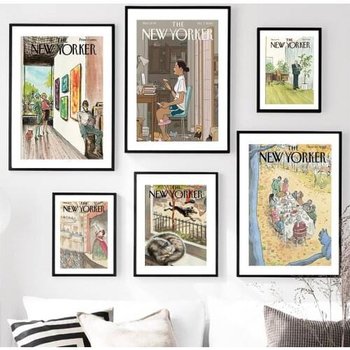 New Yorker Magazine Cover Retro Wall Art Canvas Painting Nordic Posters And Prints Vintage Wall Pictures For Living Room Decor