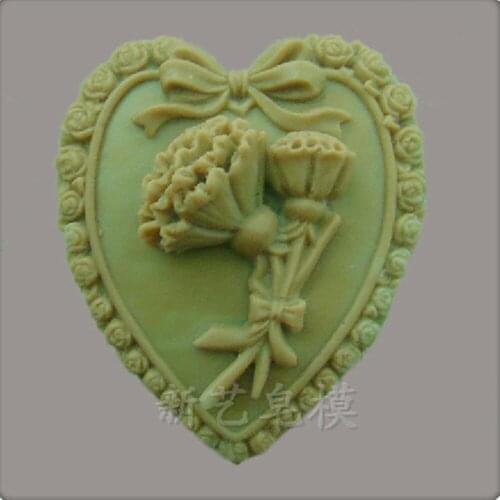 Heart Design Soap Mold Rose Flower Silicone Mold for Wedding Soap Gifts