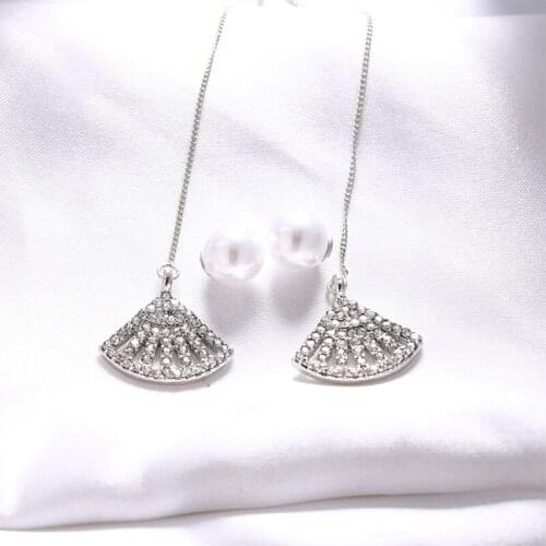 Classic Fashion Jewelry Stud Earrings Woman Charm Crystal Fan Elegant Temperament Crystal Earrings Girl Earrings Accessories