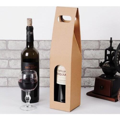 Kraft Paper Red Wine Box Handheld single/double red wine bag Window gift box