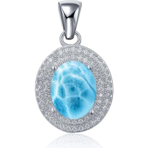 Beautiful High Quality 2.0ct Blue Natural Larimar Pendant Silver Jewelry/natural larimar Pendant/larimar dominican