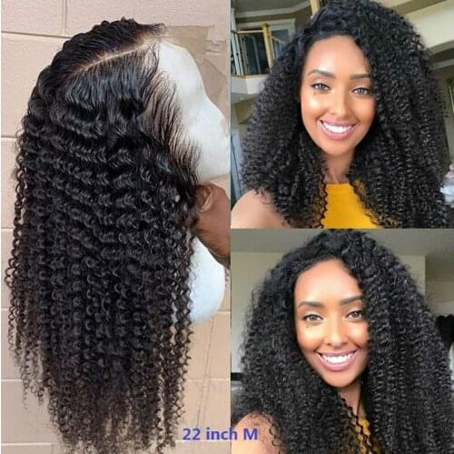 Kinky Curly 13x6 Lace Front Wig Pre Plucked Lace Wigs With Baby Hair Brazilian Remy Hair Black Colored Human Hair Wigs For Women