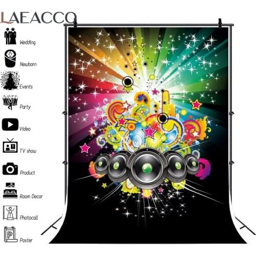 Laeacco Shiny Star Musical Disco Party Speaker Spotlight Poster Pattern Photographic Background Photo Backdrop For Photo Studio