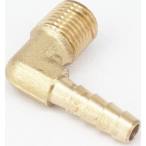 1/4" NPT Male x 1/4" Hose Barb Tail Elbow Brass Fuel Fitting Connector Adapter