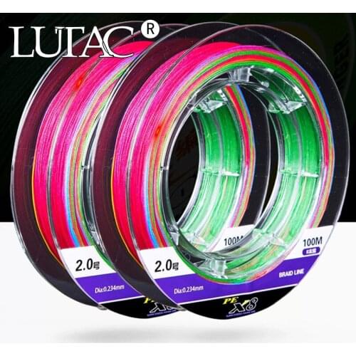 LUTAC 100M PE Braid Fishing Line Fishing SuperPower Lines 0.16MM-0.38M Multicolor 8 Strands Braided Fishing Line High endurance