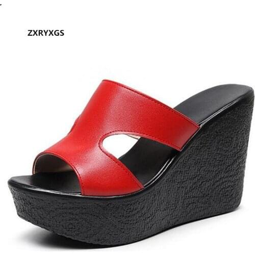 2021 Summer Open Toe Outer Wear Slippers Women Sandals Platform Light Super High Heels Weges Sandals Increase Shoes Size 32-43