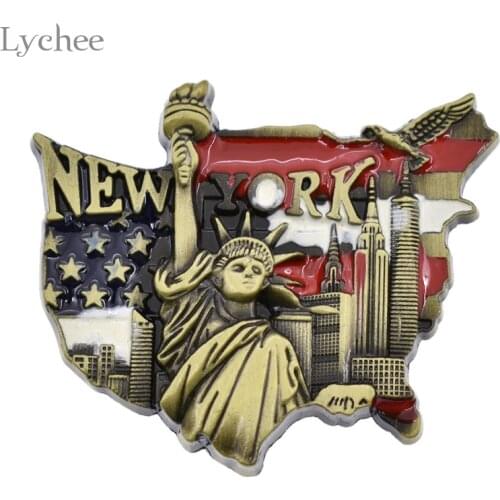 Lychee Life 1 Piece New York Pattern Fridge Magnet Cartoon Refrigerator Sticker DIY Handmade Home Decoration