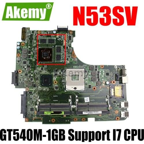 Akemy N53SV Laptop motherboard For Asus N53SV N53SN N53SM N53S N53 Test original mainboard GT540M-1GB