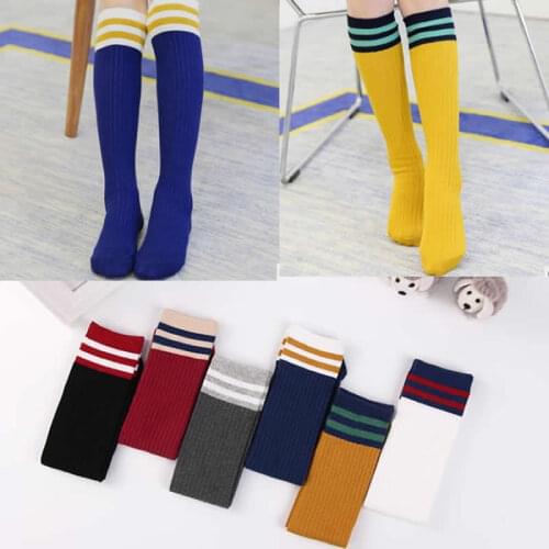 Girl period detonation model childrens sock knee high two poles stripe children socks over-the-knee combed cotton socks