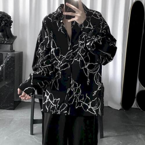 Long sleeve shirt spring and autumn Korean version of Harajuku bf wind retro dark loose hip-hop men and women couple shirts