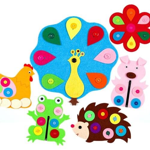 Cute Animal Flower Zipper Button DIY Non-Woven Boards Children Teaching Toy