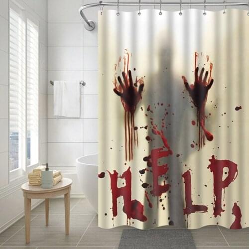 Horror Shower Curtain Bloody Hands Pattern Curtain Halloween Theme Shower Product Home Bathroom Supplies