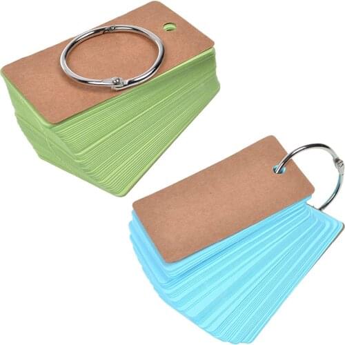 XRHYY Binder Ring Easy Flip Flash Cards Study Cards, 100 Unruled Blank Pages (Blue+Green)