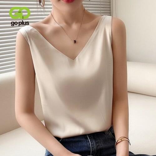 GOPLUS Womens Summer V-neck Vest White Corset Top Sleeveless Vest Soft Tank Tops Underwear Plus Size Camisole Female