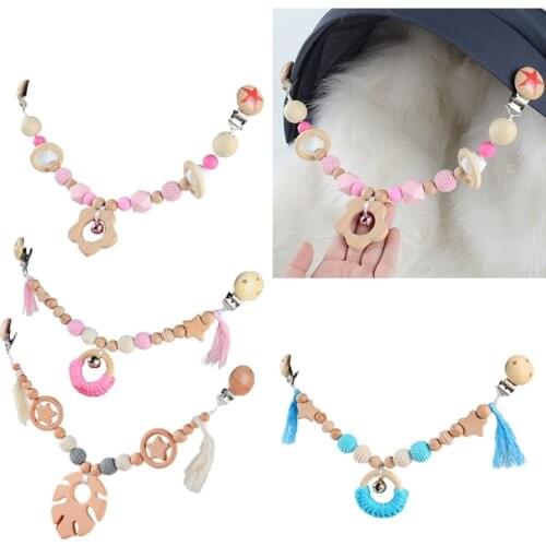 1 Pc Baby Toys Wooden Pram Clip Baby Mobile Pram Bead Pacifier Chain Chewable Rattle Baby Teething Toys Teether Bpa Free