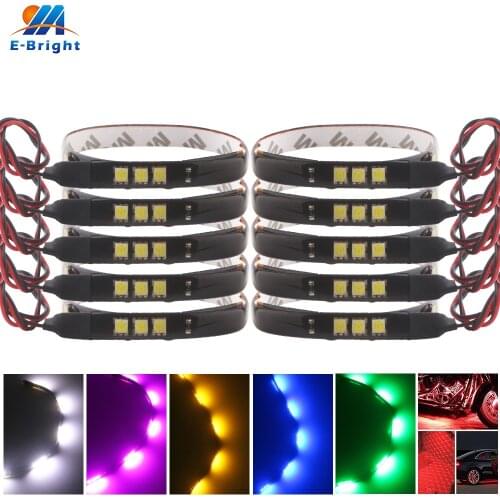 10pcs 30cm LED Strip Light 12V 5050 15 SMD Flexible Car Daylight Decorative Light Front Backup Signal Light White Red Blue Pink