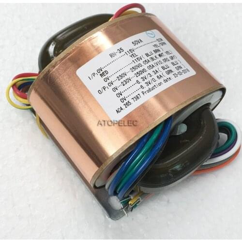 115V 230V 50W R-Core Shielded Transformer 250V 6.3V for Audio Amplifier Preamp AMP DAC R Core