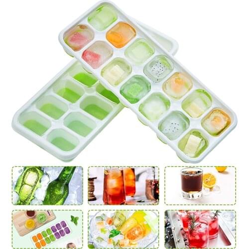 14 Grid Silicone Ice Cube Maker With Lid For Candy Cake Pudding Chocolate Molds Easy-Release Square Shape Ice Cube Trays Molds