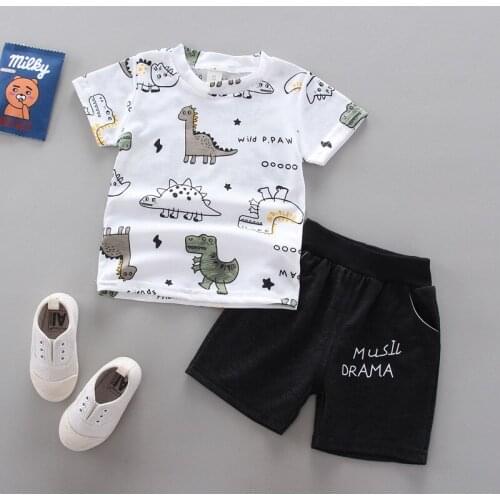 2021 New Baby Boy Clothes Print T-Shirt+Shorts Print Kids Clothes Sets Toddler Boy Suit Children Clothing For 1-5 Year Old