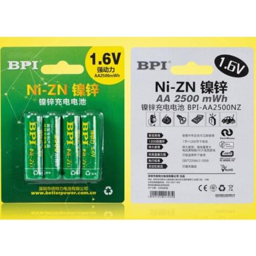 4Pcs Bateria AA Batteries 1.6V Nickel-Zinc 2500mWh Ni-Zn 2A aa Rechargeable Battery
